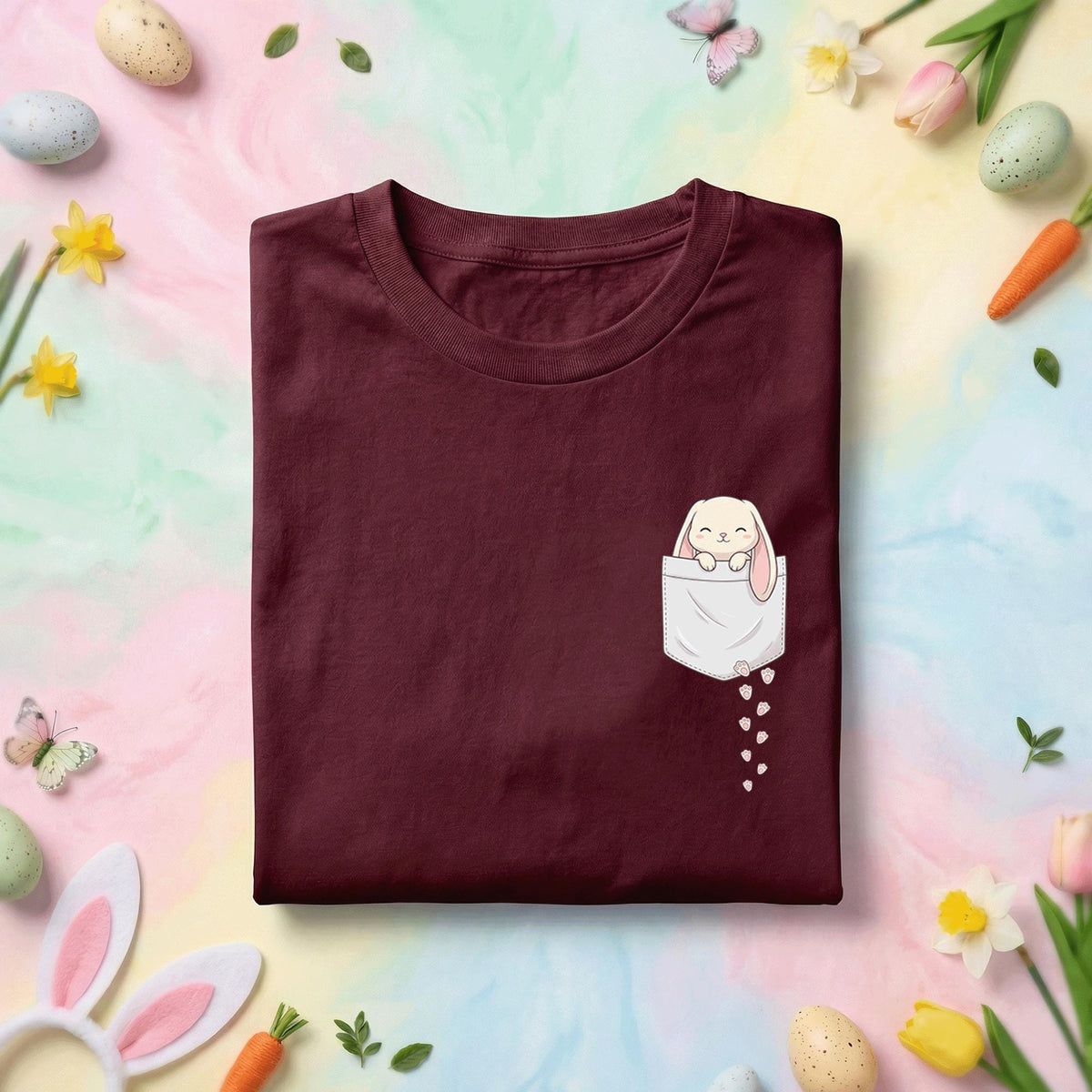 Pocket Bunny Shirt, Cute Bunny in Pocket Easter Shirt, Fun Spring Tee, Adorable Bunny Tee