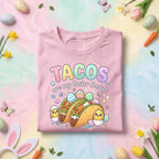 Tacos Are My Easter Basket Shirt Mexican, Cute Easter Food Tee, Funny Taco Lover Spring Shirt, Pastel Easter Chicks and Eggs Top