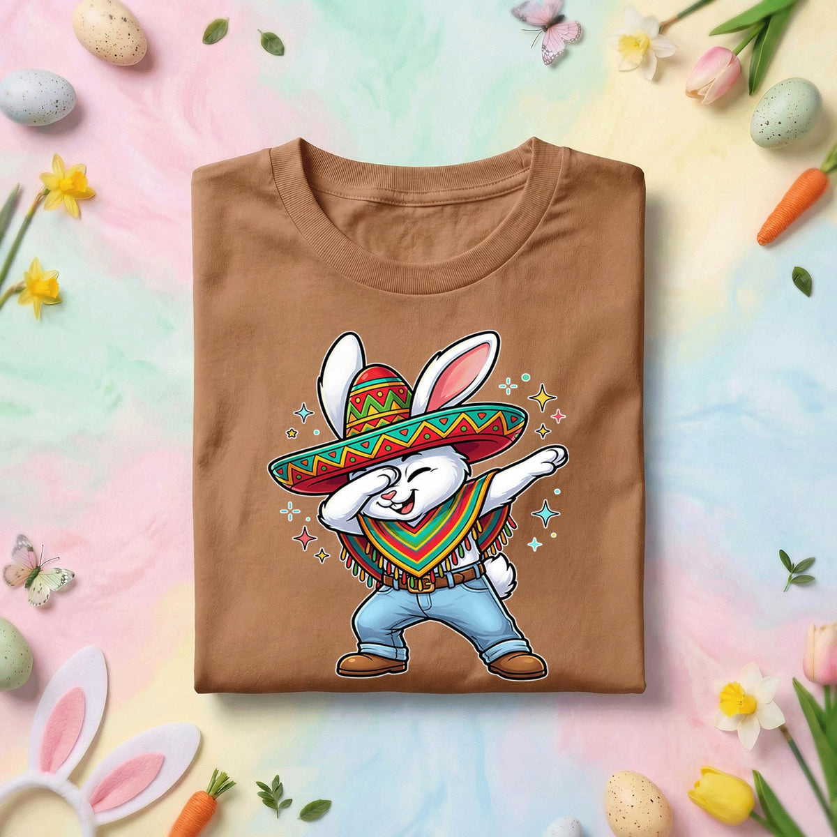 Dabbing Easter Bunny Shirt Mexican, Funny Spring Holiday Bunny Tee, Cute Bunny in Sombrero Easter Celebration Top, Cinco De Mayo Tee