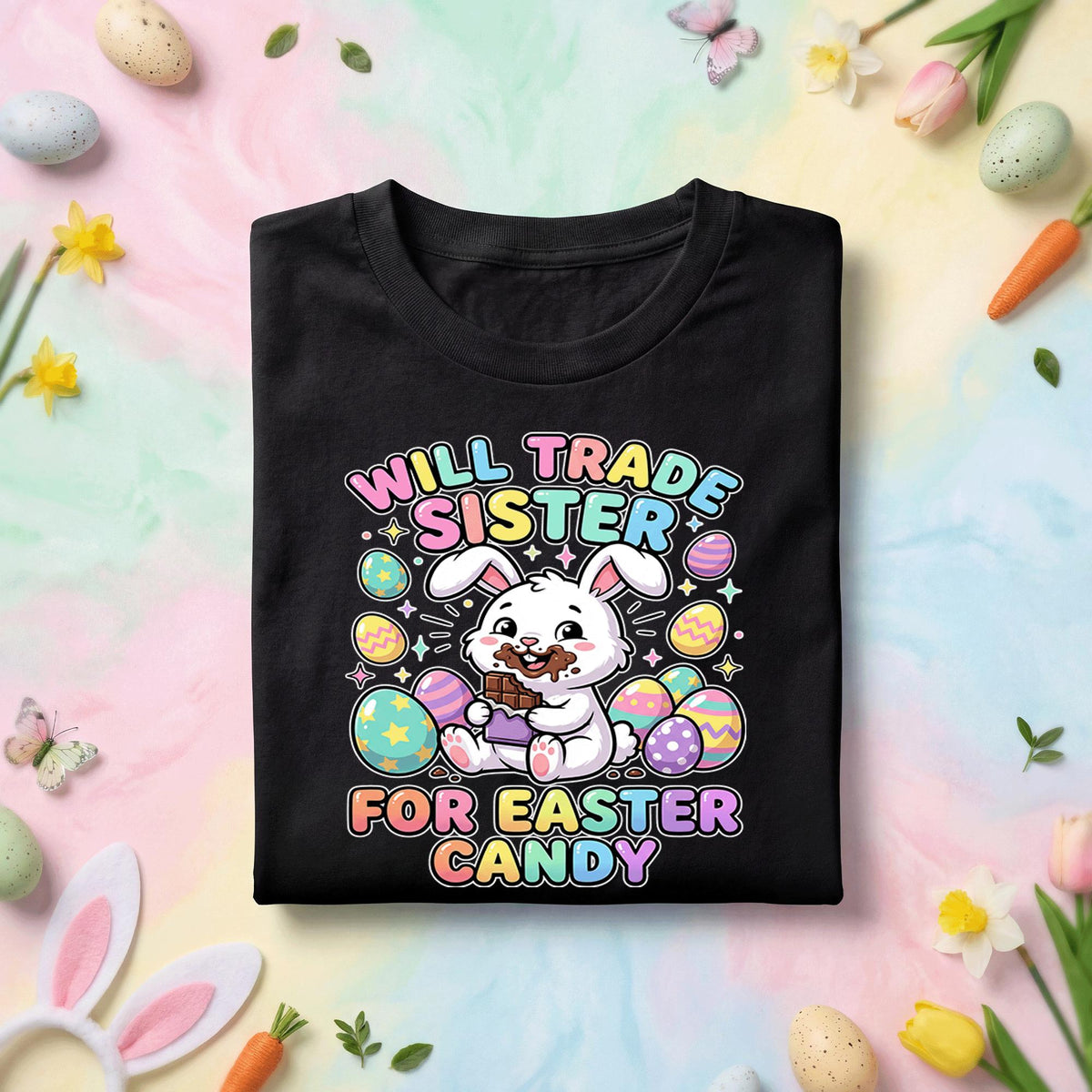 Will Trade Sister for Easter Candy Shirt, Funny Bunny Kids Tee