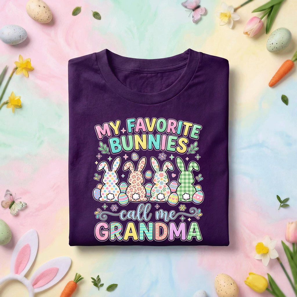 My Favorite Bunnies Call Me Grandma Shirt, Grandma Easter Bunny Tee, Pastel Spring Grandma Gift, Easter Egg Holiday Shirt