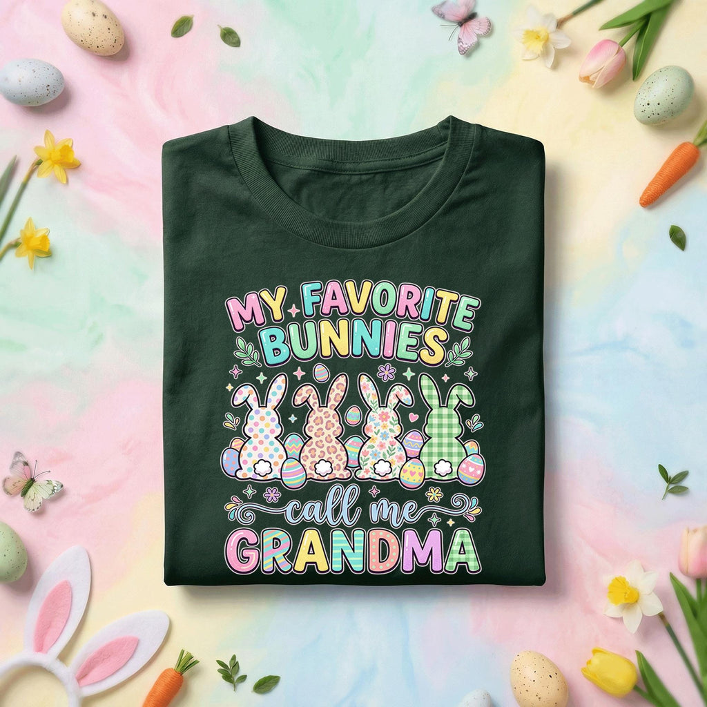My Favorite Bunnies Call Me Grandma Shirt, Grandma Easter Bunny Tee, Pastel Spring Grandma Gift, Easter Egg Holiday Shirt