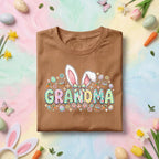Grandma Easter Bunny Shirt, Cute Spring Holiday Tee, Pastel Easter Eggs and Bunny Ears Grandma Gift Shirt