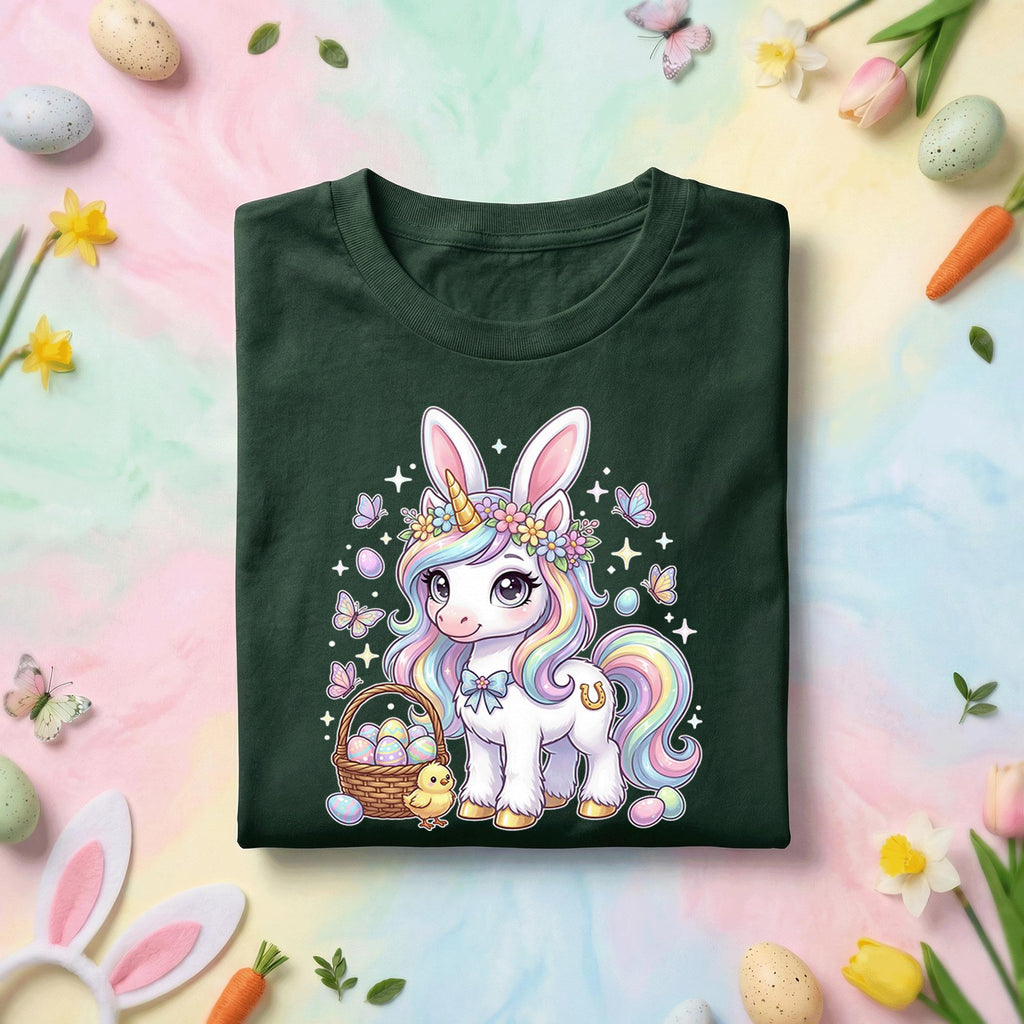 Easter Unicorn Bunny Shirt – Cute Rainbow Unicorn Tee for Kids & Adults, Girl Easter shirt women
