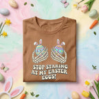 Stop Staring at My Easter Eggs Funny Skeleton Bunny Easter Shirt Women Girls – Adult & Teen Tee, Funny Easter day shirt, Easter Gift Idea