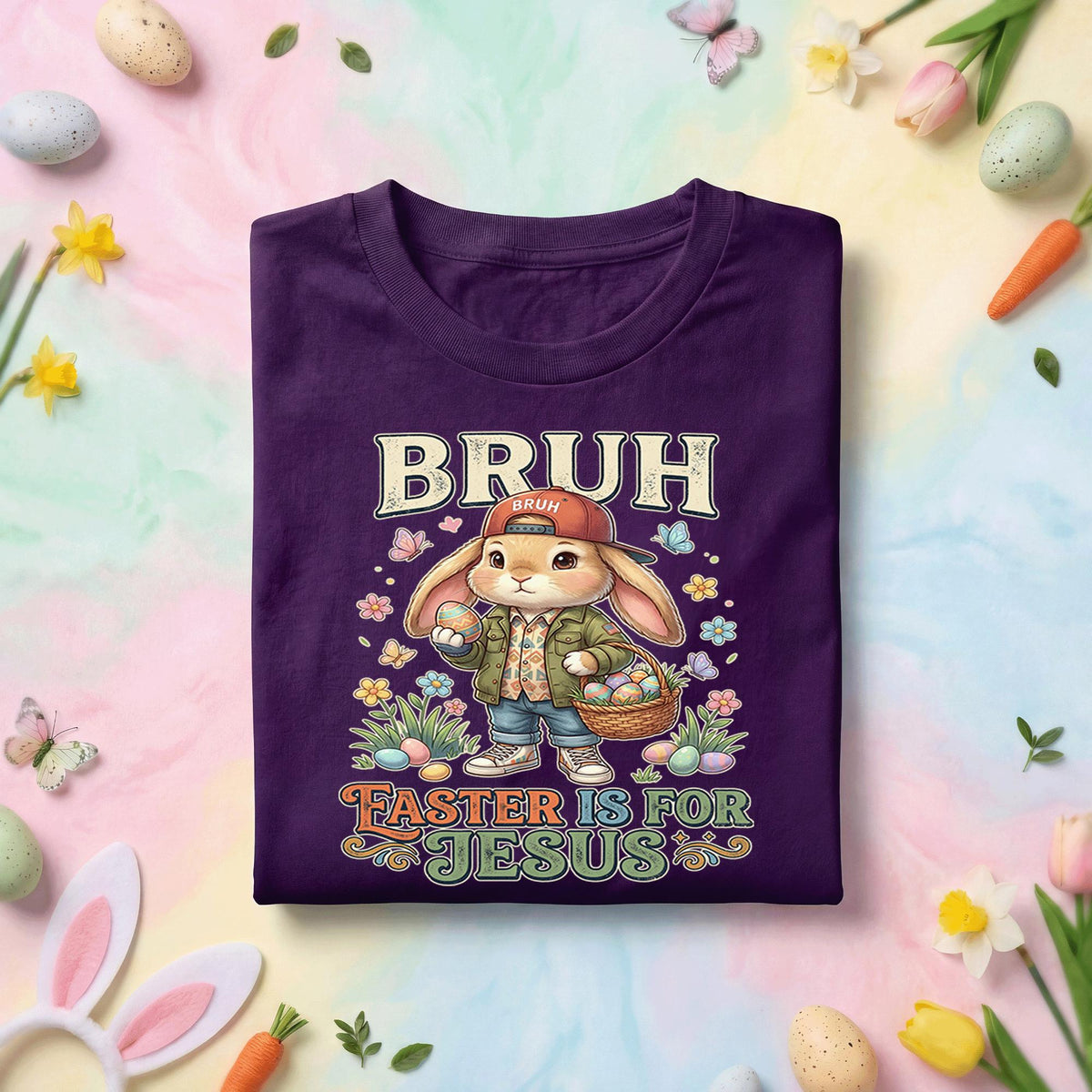 BRUH Easter is for Jesus Funny Christian Bunny Shirt Youth boys Men – Kids & Adult Easter Tee