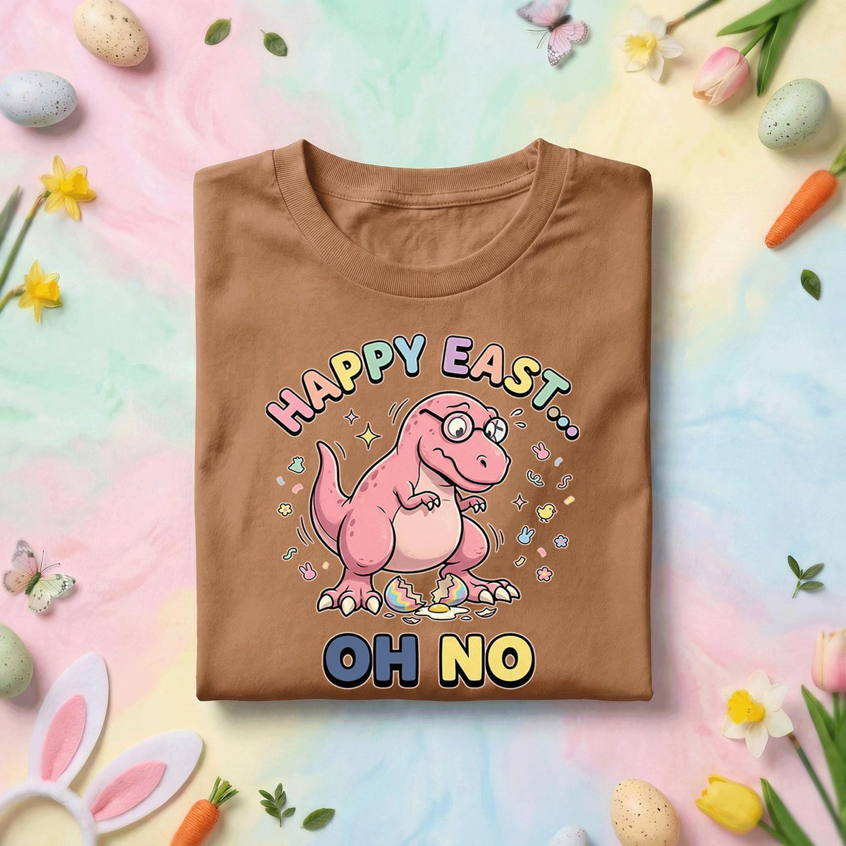 Funny Easter Dinosaur Shirt – “Happy East… Oh No” Cracked Egg Tee, funny gift Easter