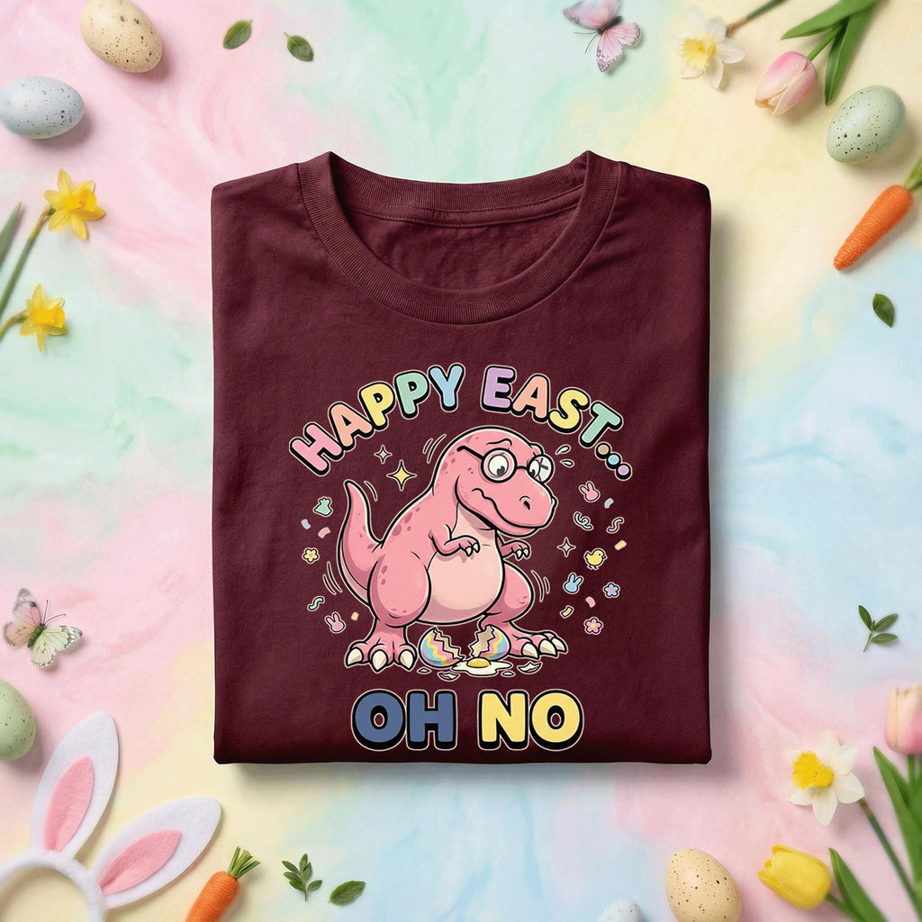 Funny Easter Dinosaur Shirt – “Happy East… Oh No” Cracked Egg Tee, funny gift Easter