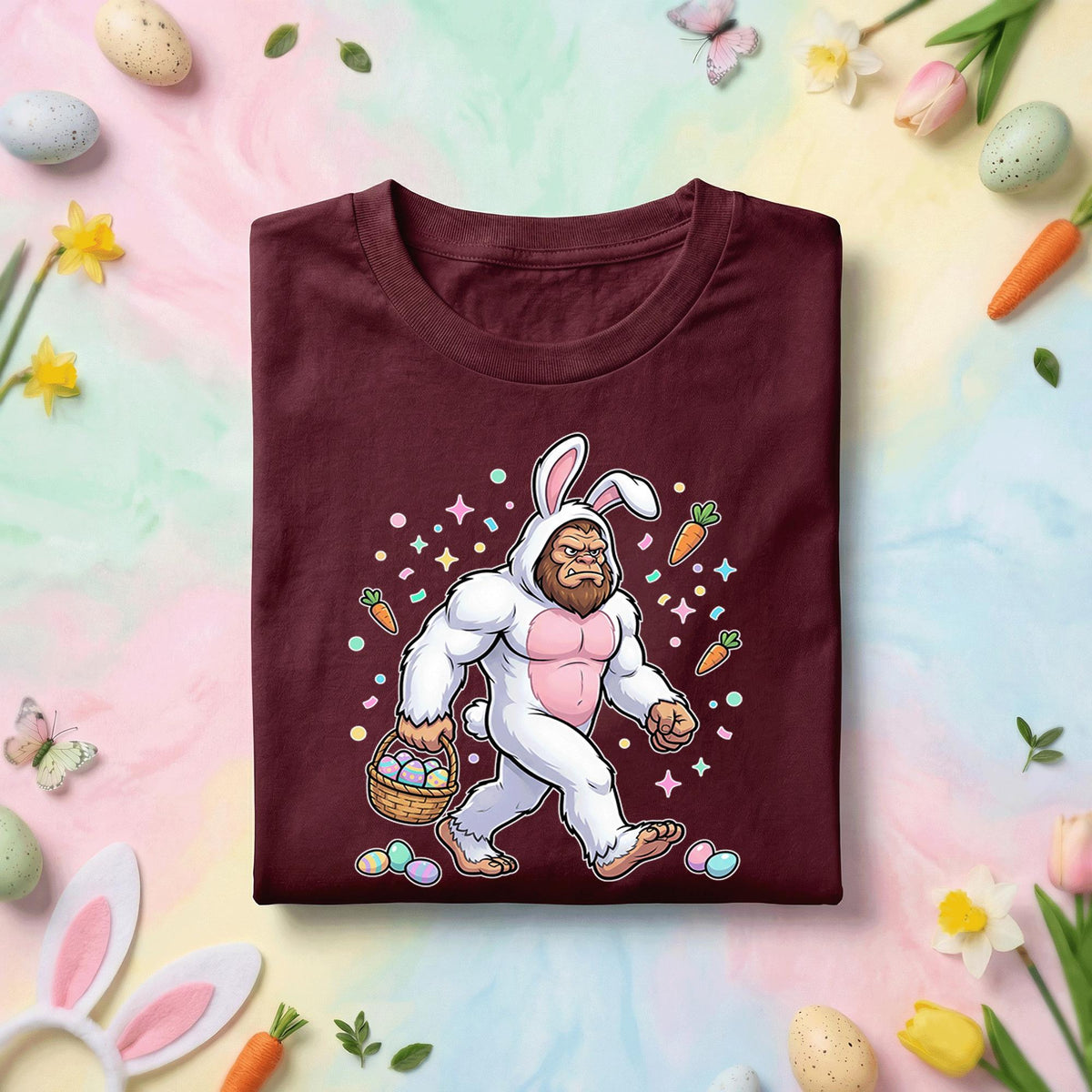 Funny Bigfoot Easter Shirt Men Women – Muscular Sasquatch Bunny, Happy Easter Day shirt, Funny Gift Easter