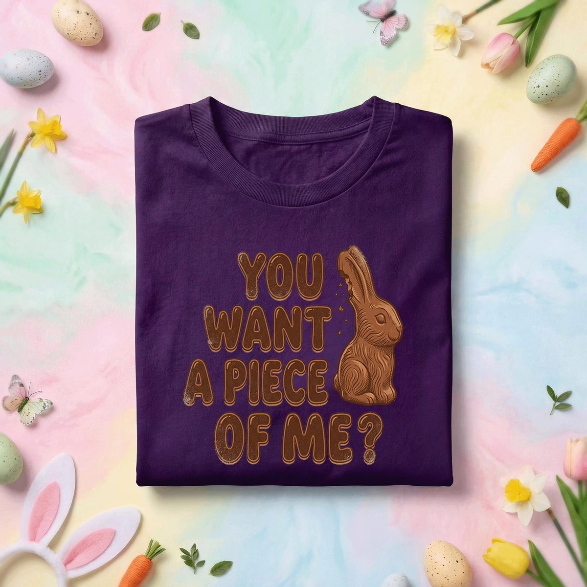 Funny Chocolate Bunny Easter Shirt You Want A Piece Of Me Tee, Easter Candy Pun Shirt, Cute Chocolate Rabbit Graphic Tee, Easter Humor Gift