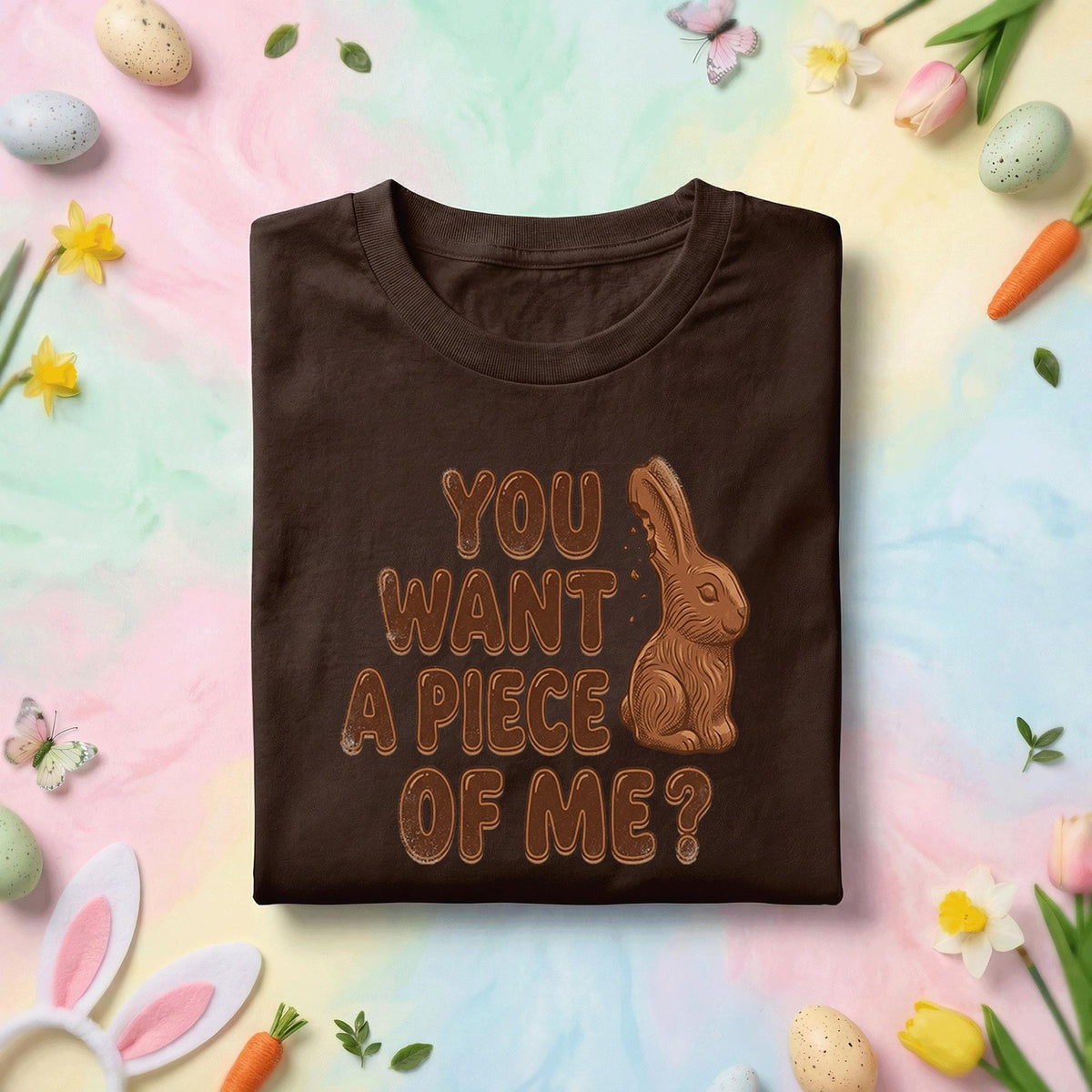 Funny Chocolate Bunny Easter Shirt You Want A Piece Of Me Tee, Easter Candy Pun Shirt, Cute Chocolate Rabbit Graphic Tee, Easter Humor Gift