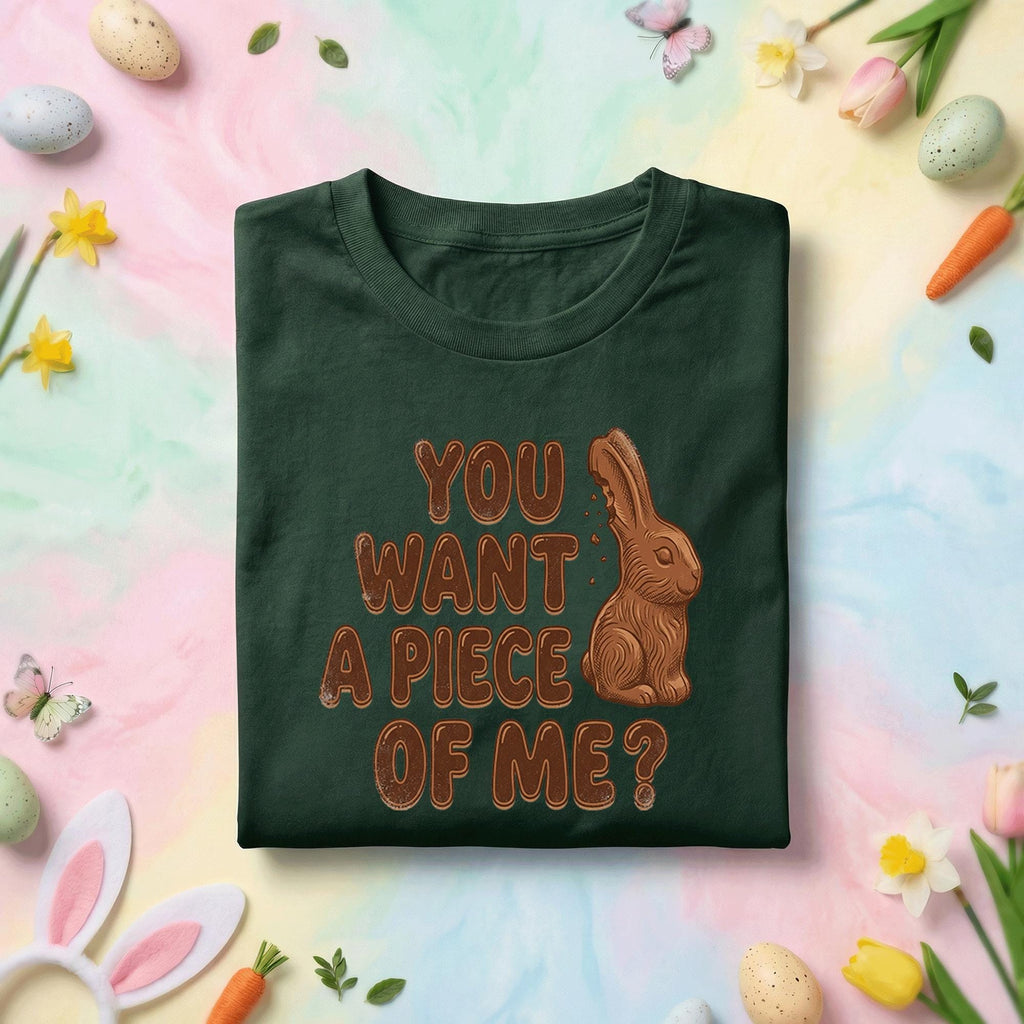 Funny Chocolate Bunny Easter Shirt You Want A Piece Of Me Tee, Easter Candy Pun Shirt, Cute Chocolate Rabbit Graphic Tee, Easter Humor Gift