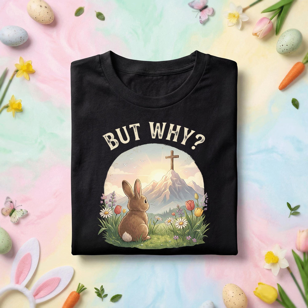 Christian Easter Bunny Shirt But Why Cross Faith Tee, Religious Easter Shirt