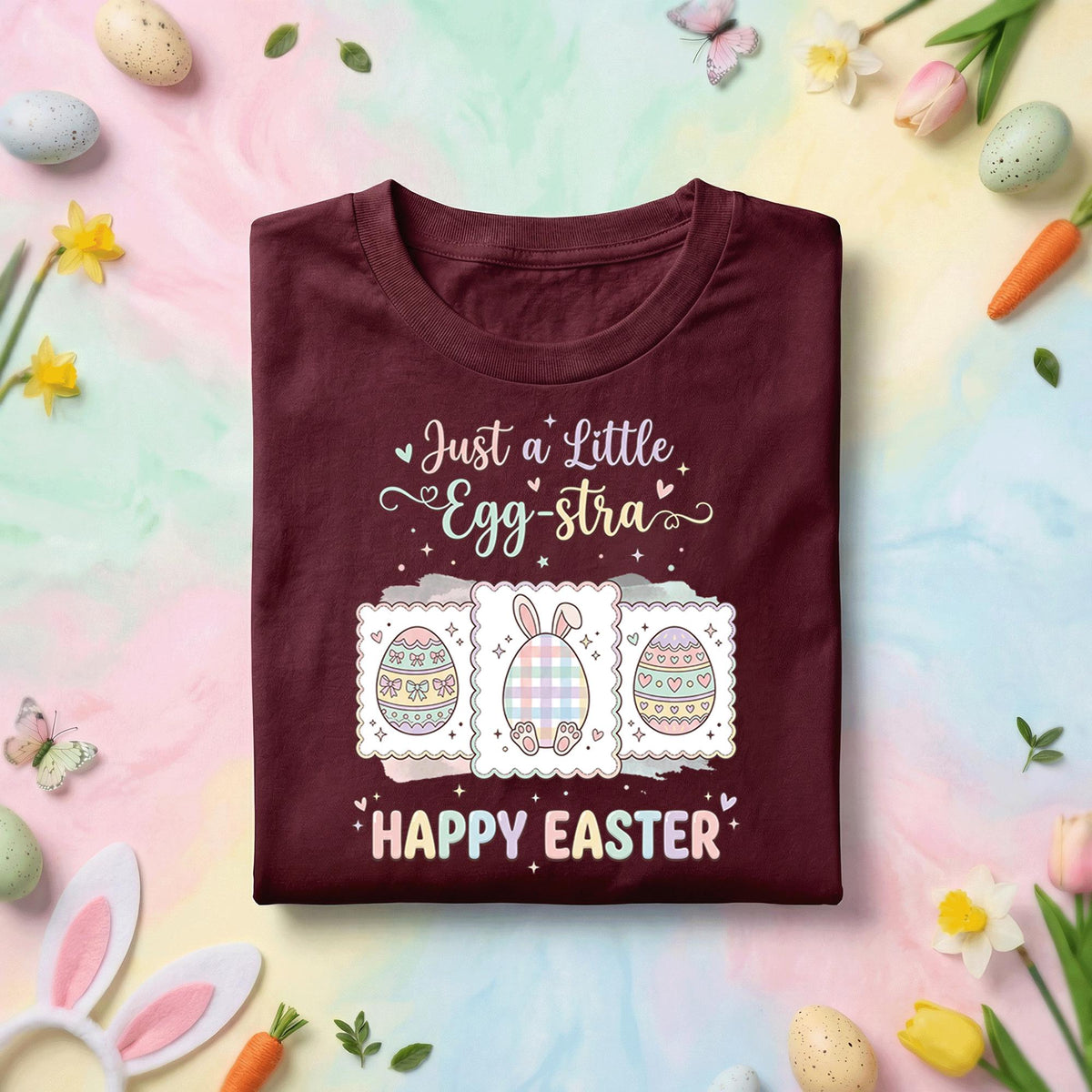 Just a Little Egg stra Happy Easter Shirt, Cute Bunny Egg Easter T Shirt, Pastel Spring Holiday Tee, Easter Party Gift for Women Kids Family