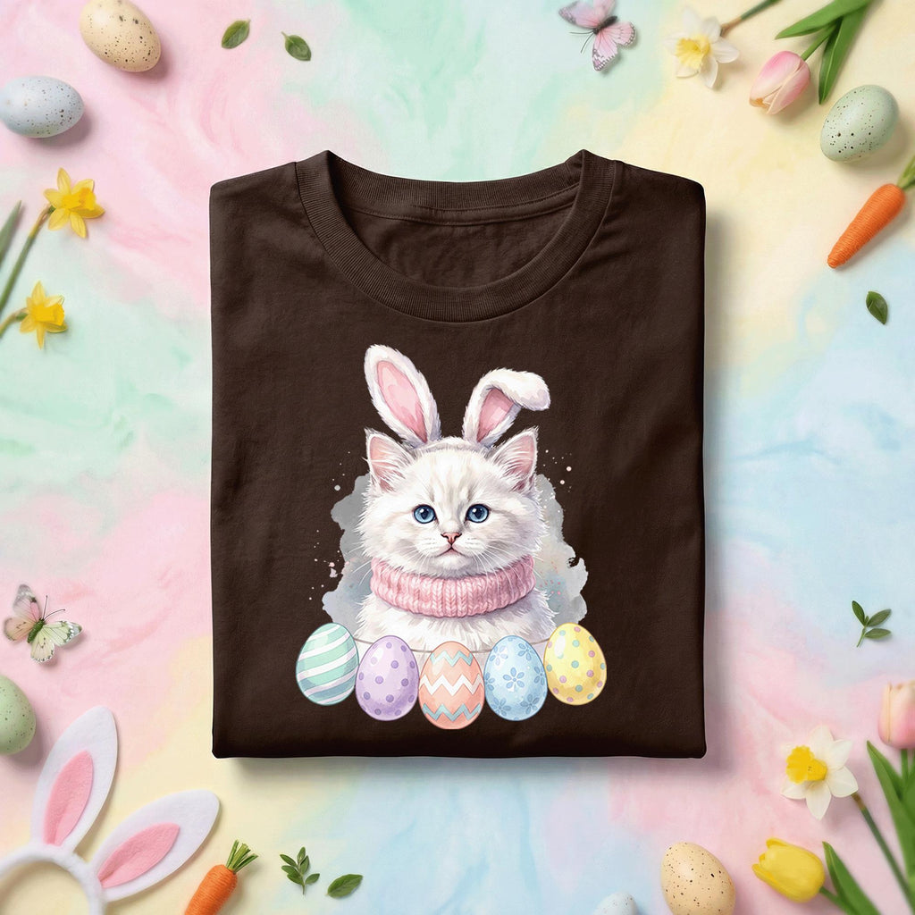 Cute Easter Bunny Cat Shirt, Kitten With Bunny Ears Easter Tee, Pastel Easter Eggs Cat Lover Shirt, Spring Holiday Graphic Tee Gift