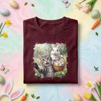 Cute Easter Cat and Bunny Shirt, Easter Egg Basket Cat Lover Tee, Funny Spring Easter Bunny Graphic Shirt, Cat Lover Holiday Gift Tee