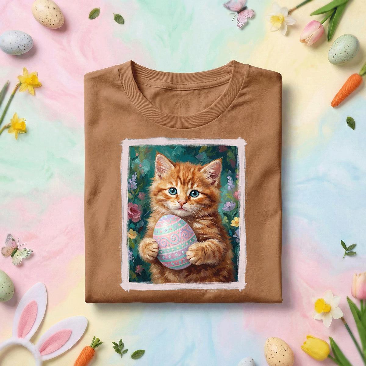Cute Easter Kitten Shirt, Cat Holding Easter Egg Tee, Cat Lover Easter Shirt, Spring Kitten Graphic Tee, Pastel Easter Holiday Gift