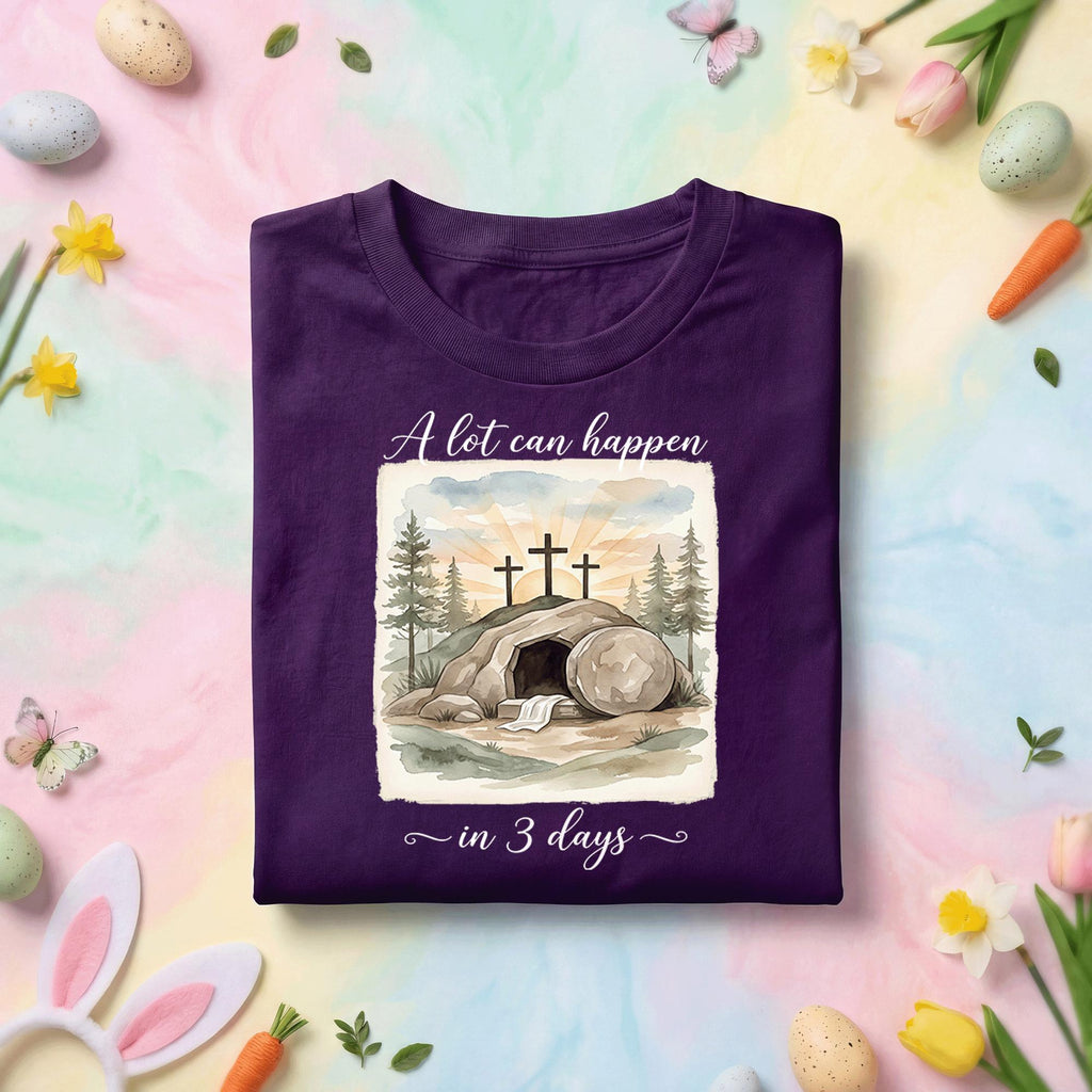 Christian Easter Resurrection Shirt, A Lot Can Happen In 3 Days Shirt, Empty Tomb Cross Christian Faith Tee, Religious Easter Gift