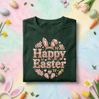 Happy Easter Bunny Shirt, Cute Pink Sparkle Easter Bunny Ears Tee, Girly Easter Graphic Shirt, Spring Holiday Easter Gift Tee