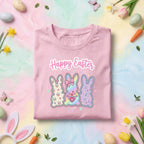 Happy Easter Bunny Shirt, Cute Pastel Bunny Trio Easter Tee, Kawaii Bunny Easter Graphic Shirt, Spring Egg Hunt Holiday Gift