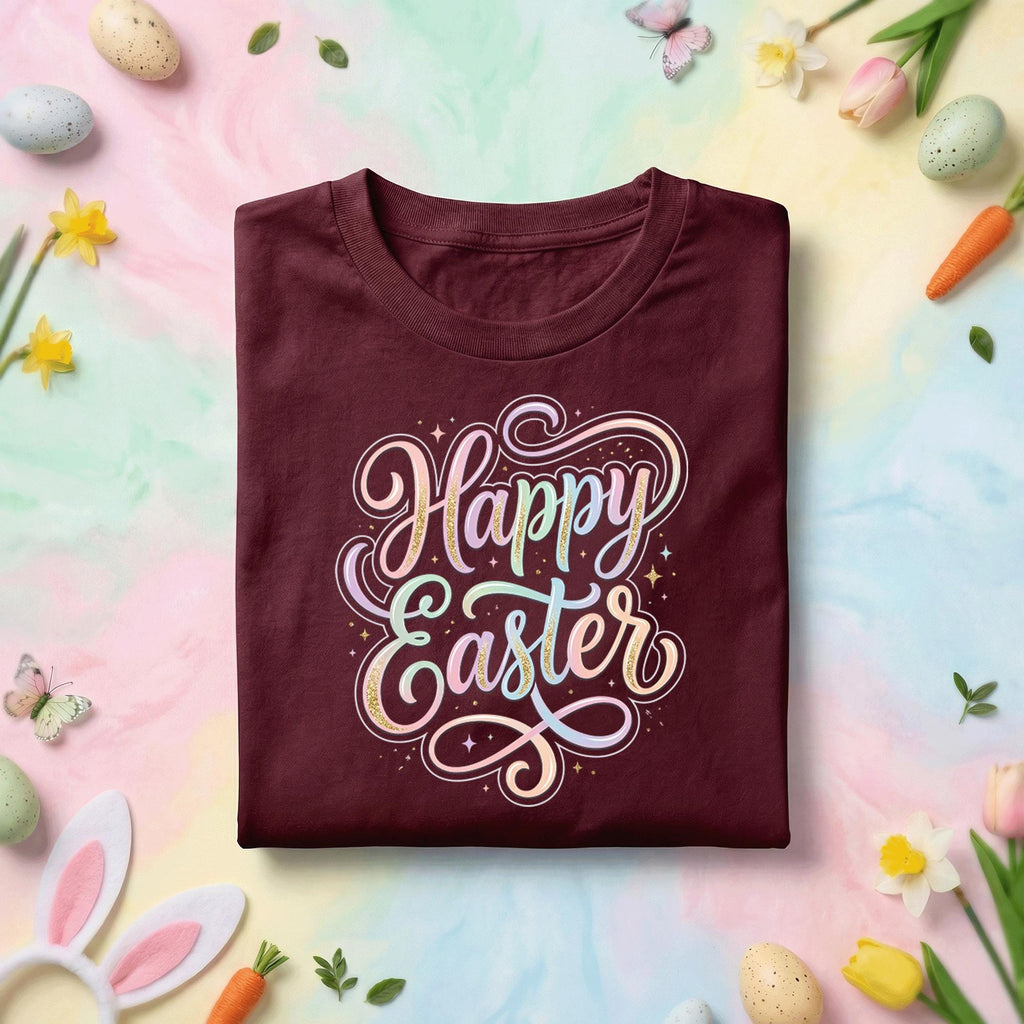 Happy Easter Shirt, Pastel Happy Easter Typography Tee, Cute Spring Easter Graphic Shirt, Easter Holiday Gift Tee