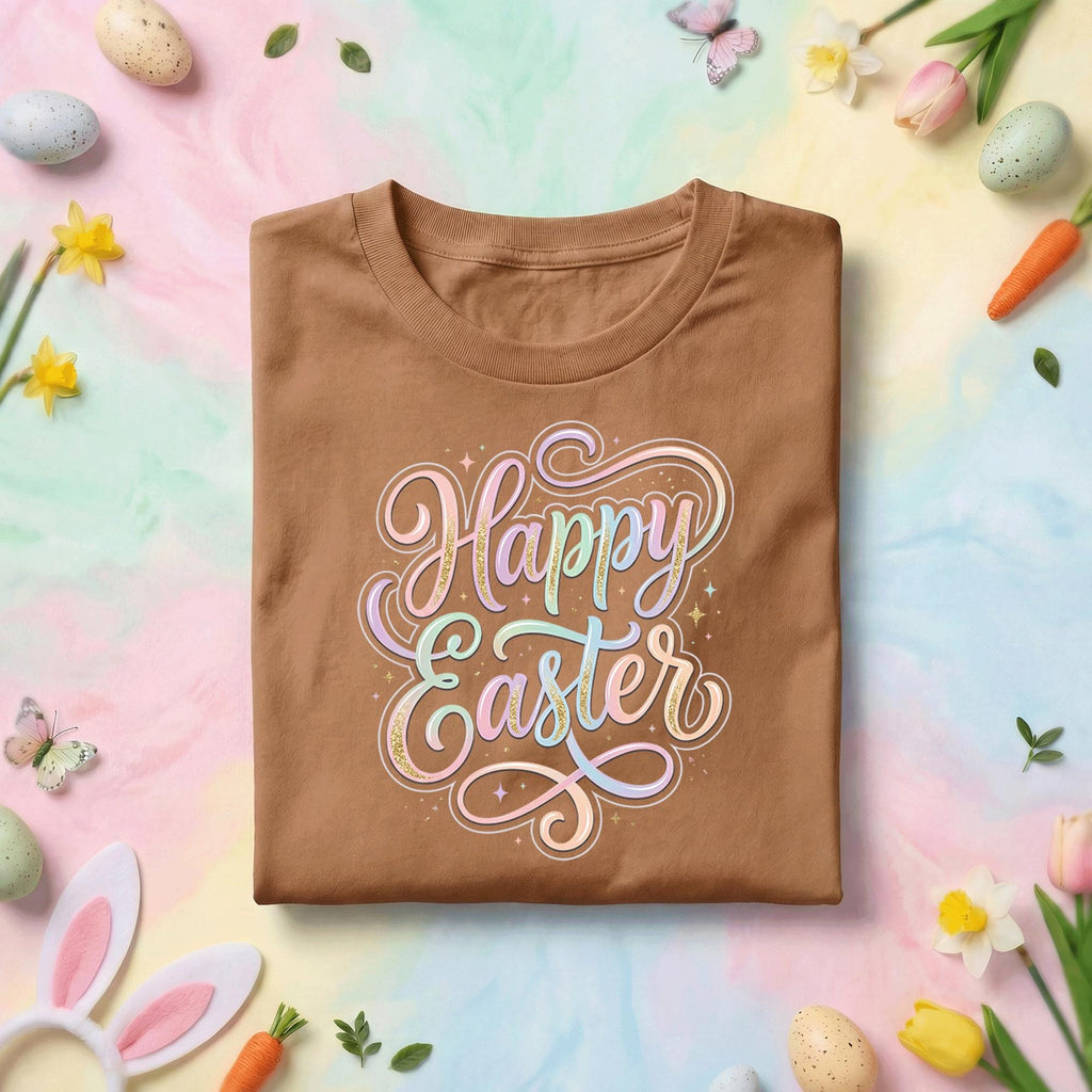 Happy Easter Shirt, Pastel Happy Easter Typography Tee, Cute Spring Easter Graphic Shirt, Easter Holiday Gift Tee