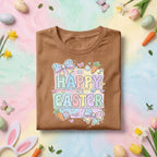 Happy Easter Pastel Bunny Shirt, Cute Easter Bow Bunny Graphic Tee, Kawaii Spring Easter Shirt, Egg Hunt Holiday Gift Tee