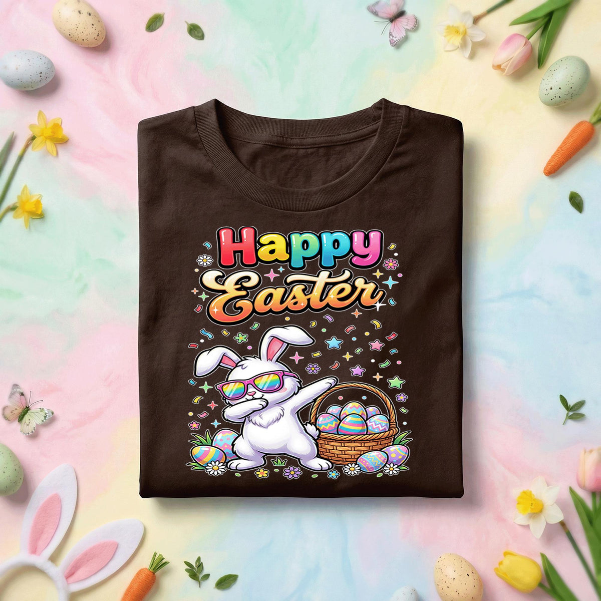 Funny Dabbing Easter Bunny Shirt, Happy Easter Bunny With Sunglasses Tee, Cute Egg Hunt Easter Graphic Shirt, Kids Spring Gift