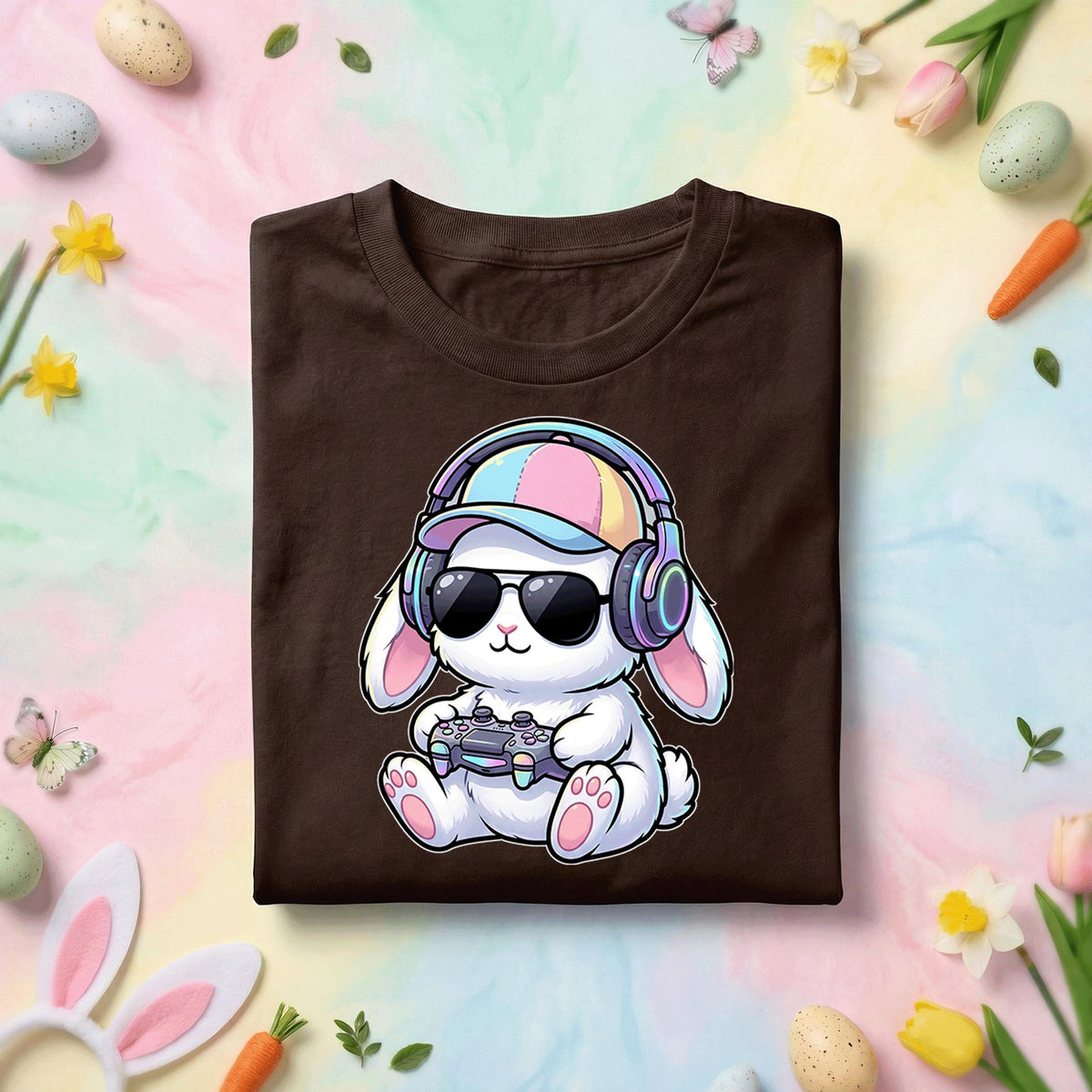 Cute Gamer Bunny Shirt, Funny Gaming Bunny With Headphones Tee, Kawaii Gamer Rabbit Graphic Shirt, Video Game Lover Gift