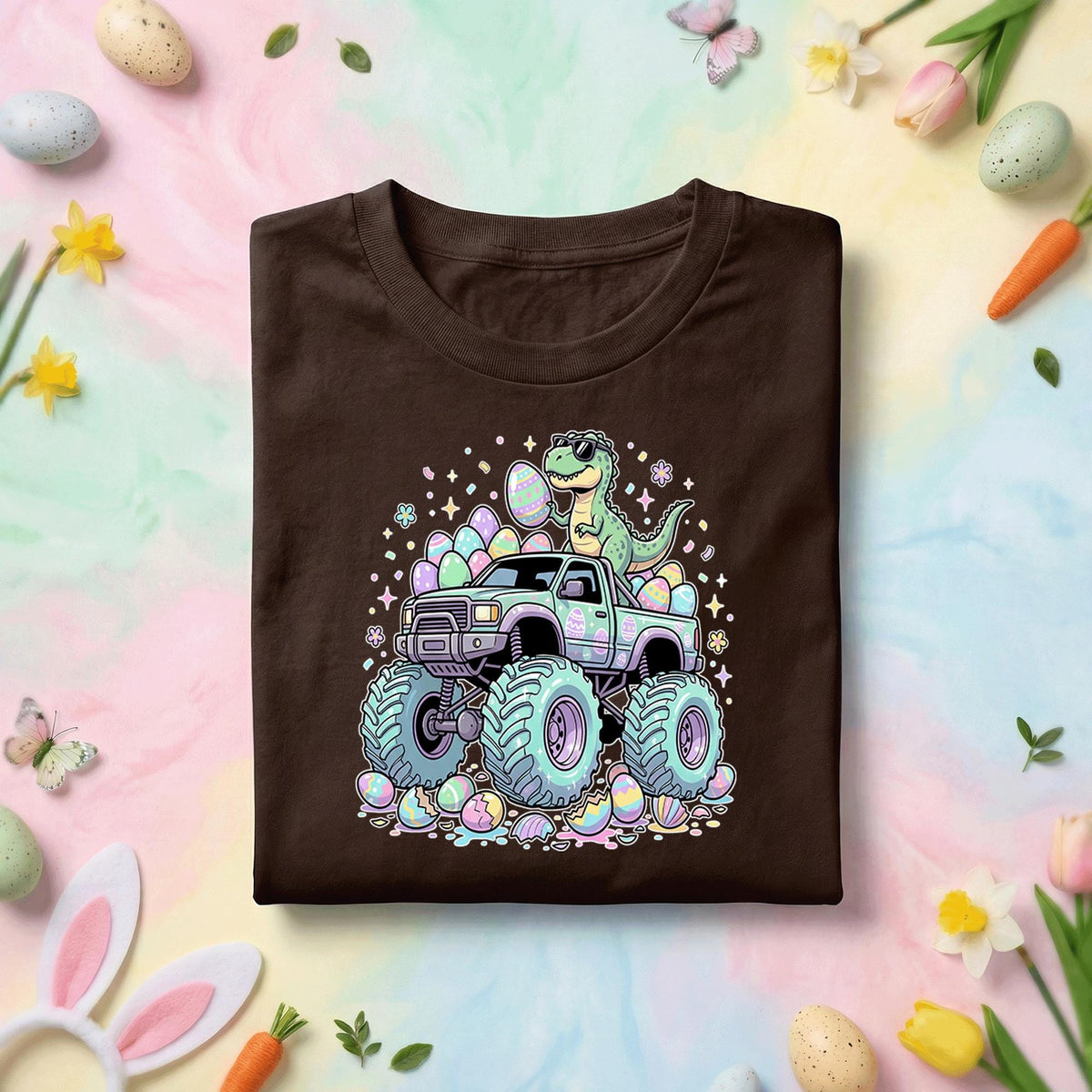 Funny Easter Dinosaur Monster Truck Shirt Boys, Dino Easter Truck Graphic Tee, Cute T Rex Easter Egg Monster Truck Shirt, Kids Easter Gift