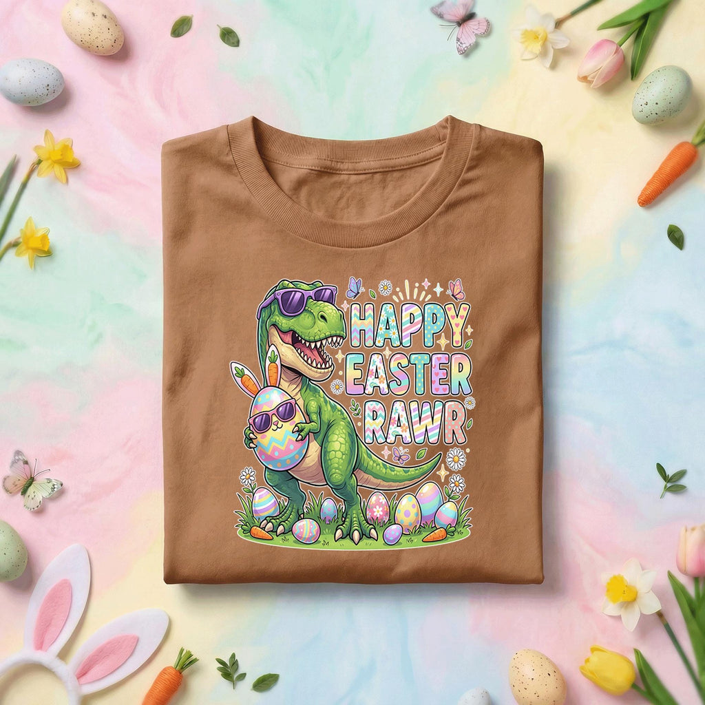 Happy Easter Rawr Dinosaur Shirt, Funny T Rex Easter Egg Graphic Tee, Cute Dinosaur Easter Shirt for Kids, Easter Dino Gift