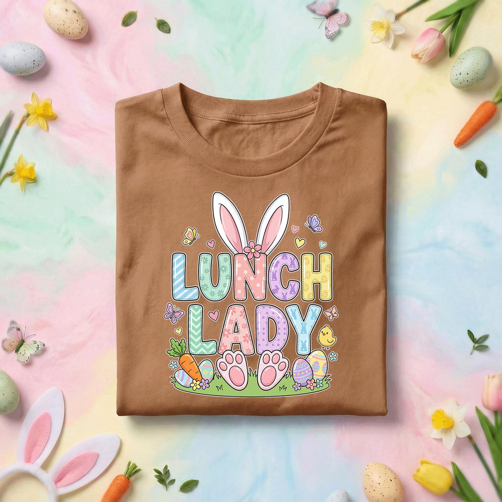 Lunch Lady Easter Shirt Funny School Cafeteria Easter Bunny Tee, Cute Lunch Lady Easter Shirt with Bunny Ears, Teacher Staff Easter Gift