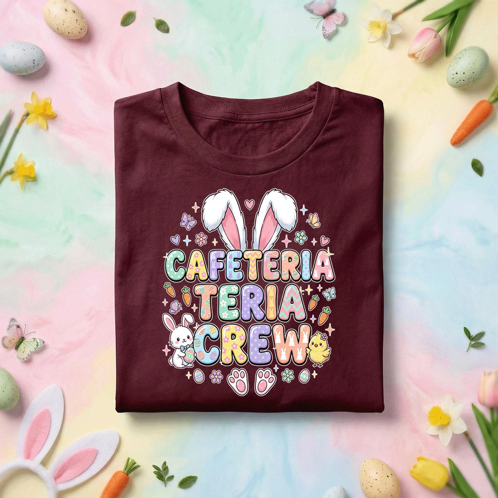 Cafeteria Teri Crew Easter Shirt Funny School Easter Teacher Staff Bunny Graphic Tee, Cute Easter Bunny Teacher Shirt for Cafeteria Team