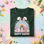 Cute Happy Easter Bunny Shirt Rainbow Easter Bunny Graphic Tee, Kawaii Bunny Easter Shirt, Pastel Easter Egg Hunt Shirt