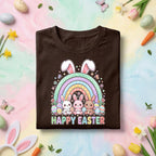 Cute Happy Easter Bunny Shirt Rainbow Easter Bunny Graphic Tee, Kawaii Bunny Easter Shirt, Pastel Easter Egg Hunt Shirt