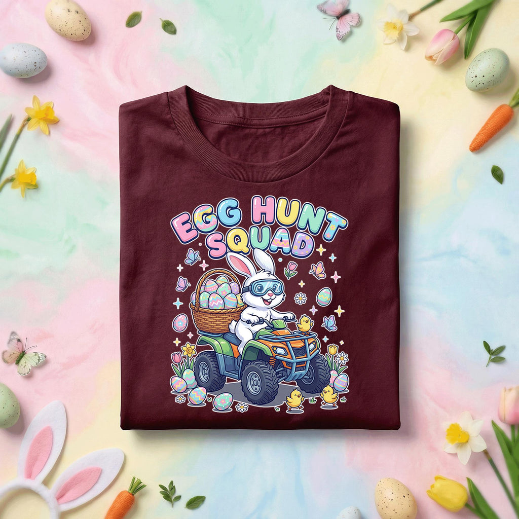Egg Hunt Squad Bunny ATV Shirt Funny Easter Egg Hunt Graphic Tee, Cute Bunny Riding ATV Easter Shirt, Kids Easter Egg Hunt Gift