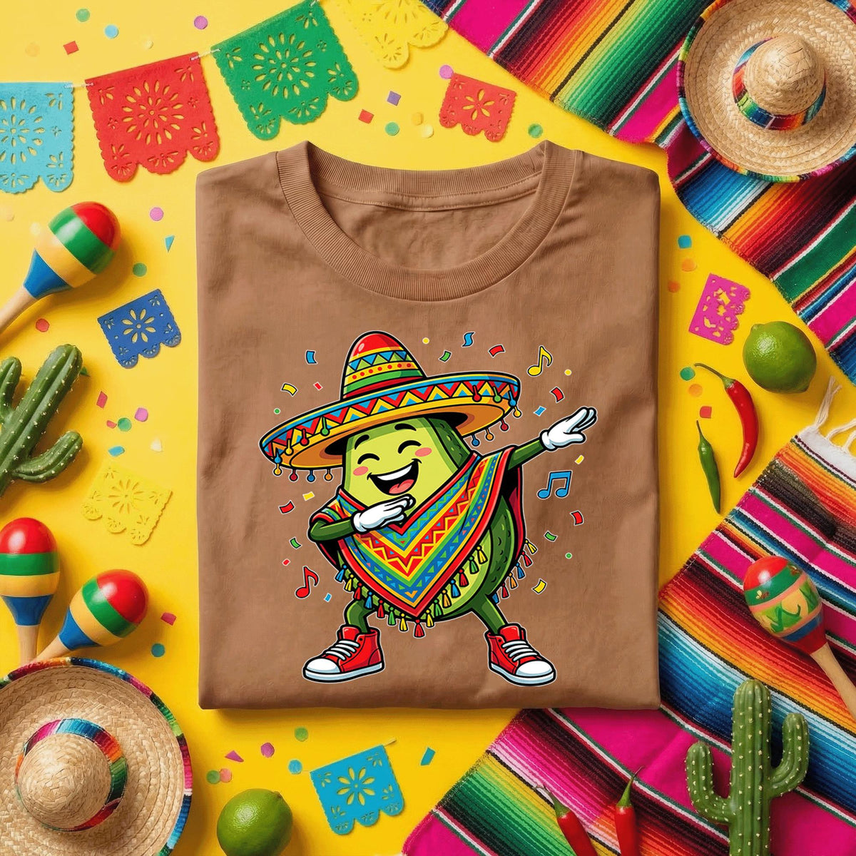 Cinco de Mayo Dabbing Avocado Shirt, Funny Mexican Fiesta Avocado T Shirt, Cute Sombrero Guacamole Graphic Tee, Taco Party Celebration Shirt