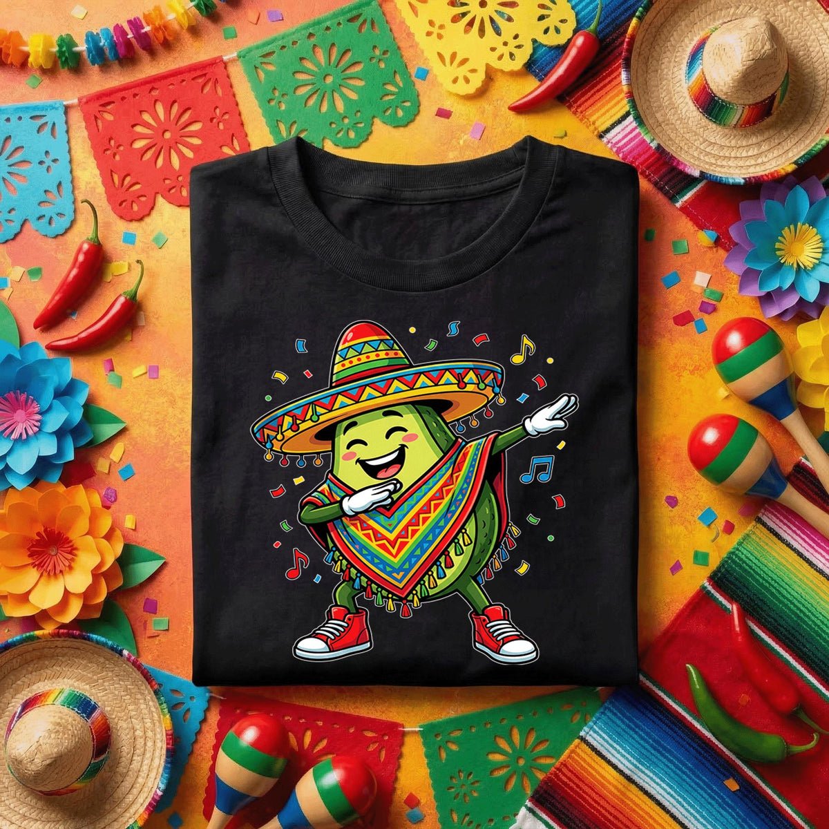 Cinco de Mayo Dabbing Avocado Shirt, Funny Mexican Fiesta Avocado T Shirt, Cute Sombrero Guacamole Graphic Tee, Taco Party Celebration Shirt