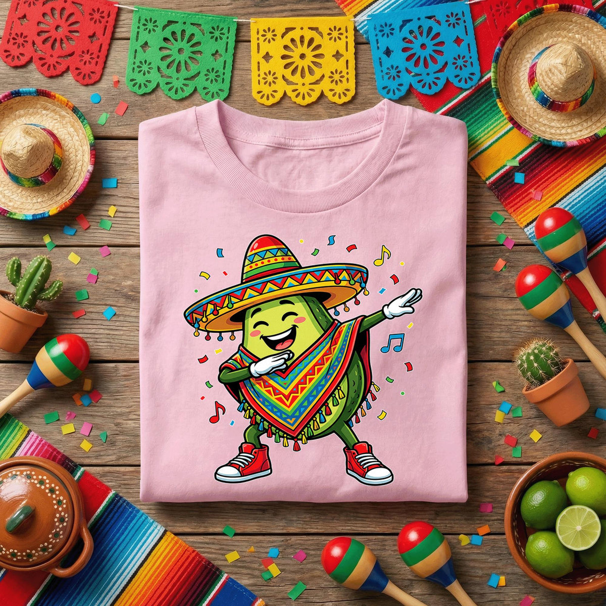 Cinco de Mayo Dabbing Avocado Shirt, Funny Mexican Fiesta Avocado T Shirt, Cute Sombrero Guacamole Graphic Tee, Taco Party Celebration Shirt