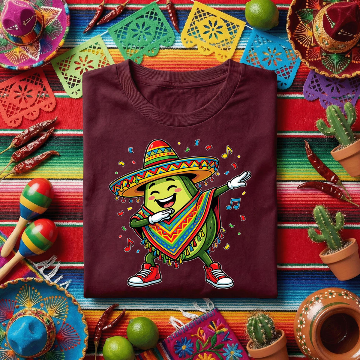 Cinco de Mayo Dabbing Avocado Shirt, Funny Mexican Fiesta Avocado T Shirt, Cute Sombrero Guacamole Graphic Tee, Taco Party Celebration Shirt