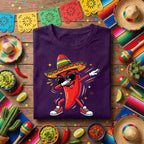 Cinco de Mayo Dabbing Chili Pepper Shirt, Funny Mexican Pepper Fiesta T Shirt, Cool Sombrero Pepper Tee, Taco Party Celebration Shirt