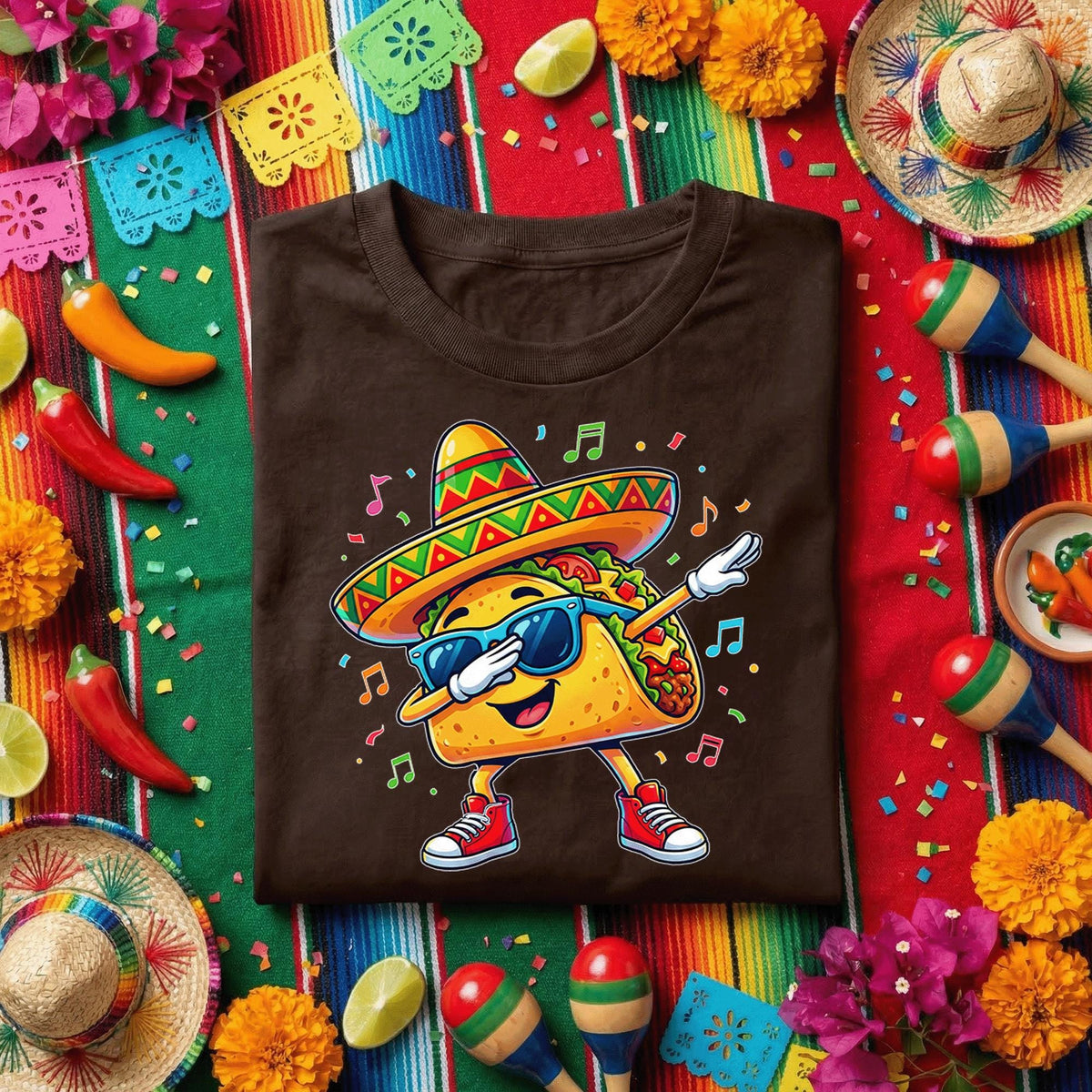 Cinco de Mayo Dabbing Taco Shirt, Funny Taco Fiesta T Shirt, Cute Sombrero Taco Tee, Mexican Food Party Shirt, Taco Lover Celebration Gift