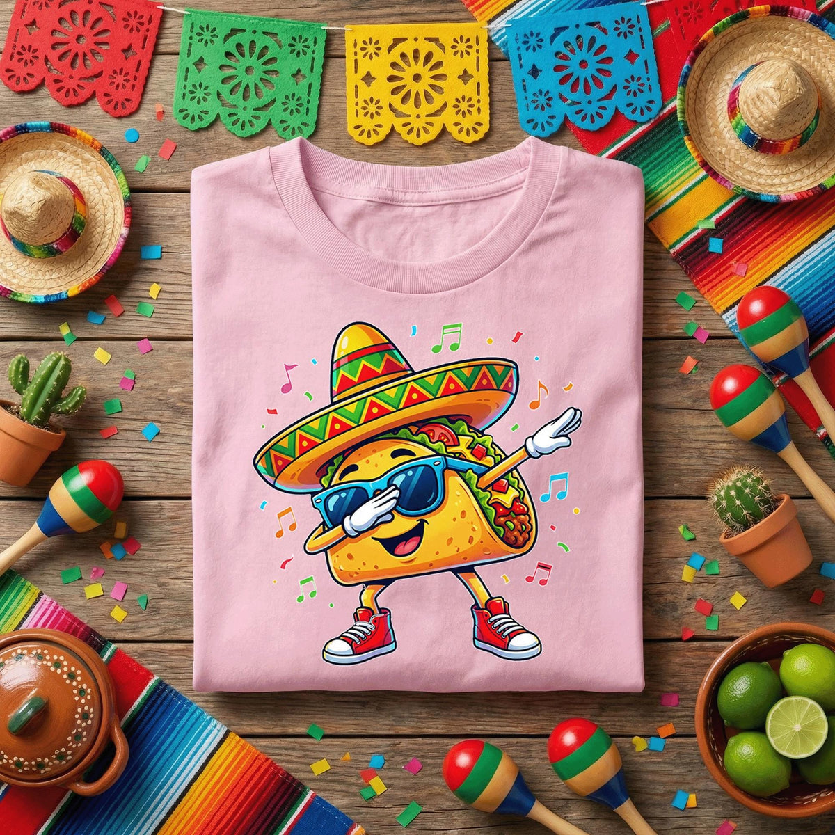 Cinco de Mayo Dabbing Taco Shirt, Funny Taco Fiesta T Shirt, Cute Sombrero Taco Tee, Mexican Food Party Shirt, Taco Lover Celebration Gift