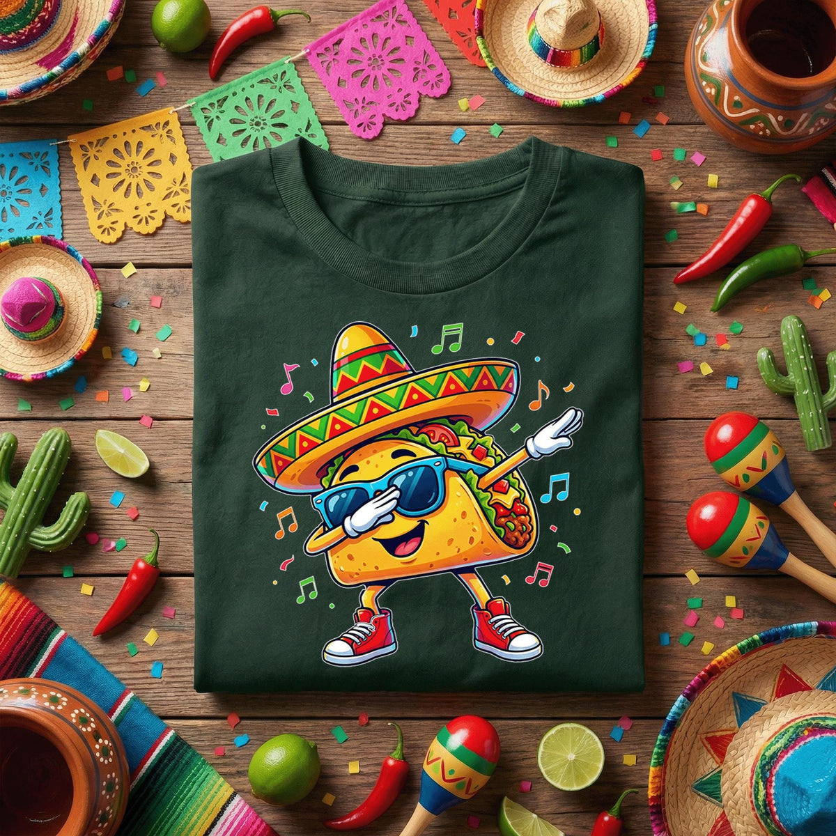 Cinco de Mayo Dabbing Taco Shirt, Funny Taco Fiesta T Shirt, Cute Sombrero Taco Tee, Mexican Food Party Shirt, Taco Lover Celebration Gift
