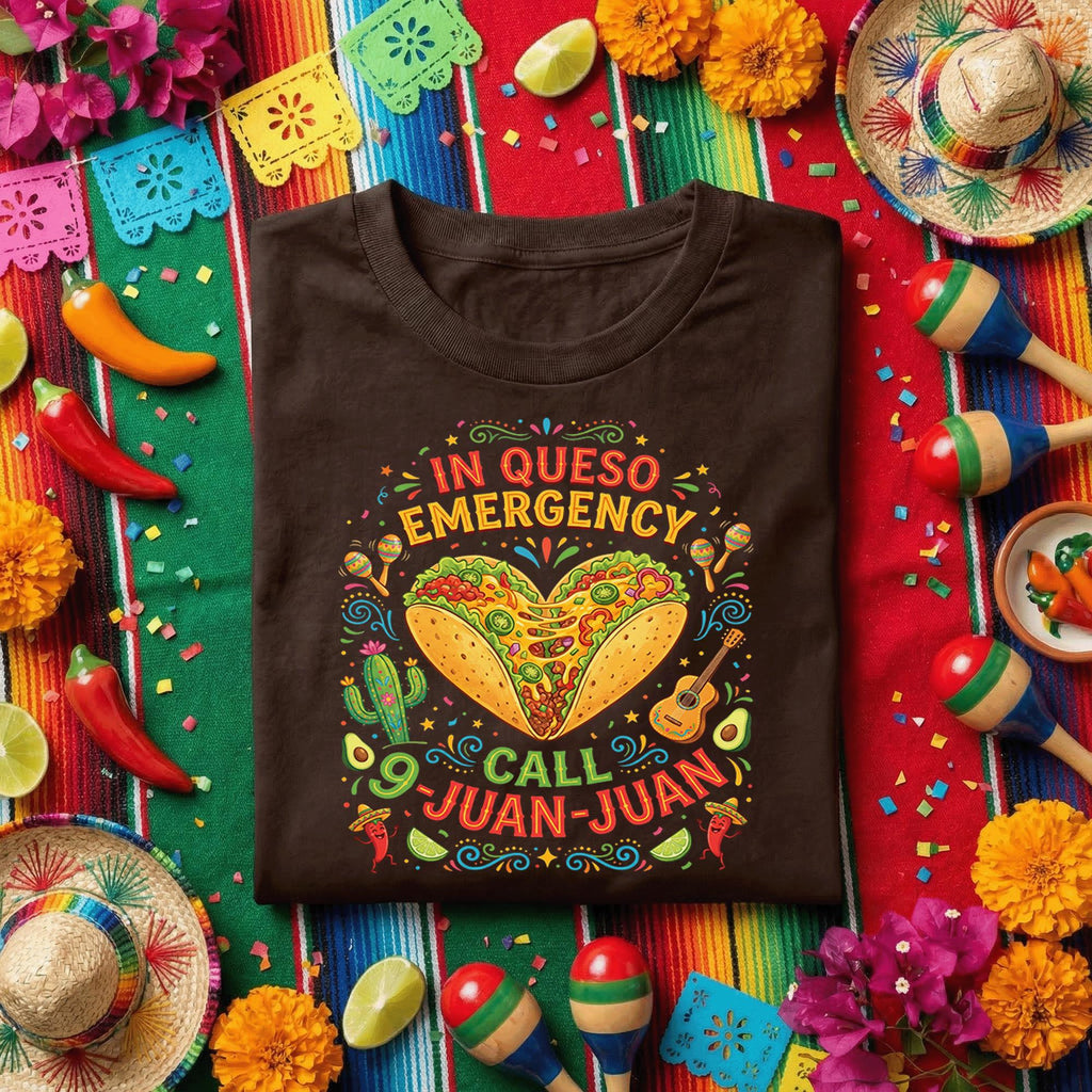 In Queso Emergency Call Juan Juan Shirt, Funny Cinco de Mayo Taco T Shirt, Mexican Fiesta Food Lover Tee, Taco Party Humor Shirt