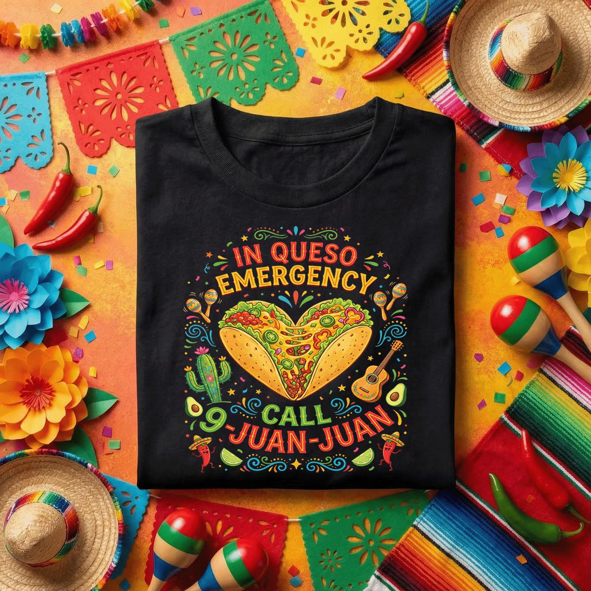 In Queso Emergency Call Juan Juan Shirt, Funny Cinco de Mayo Taco T Shirt