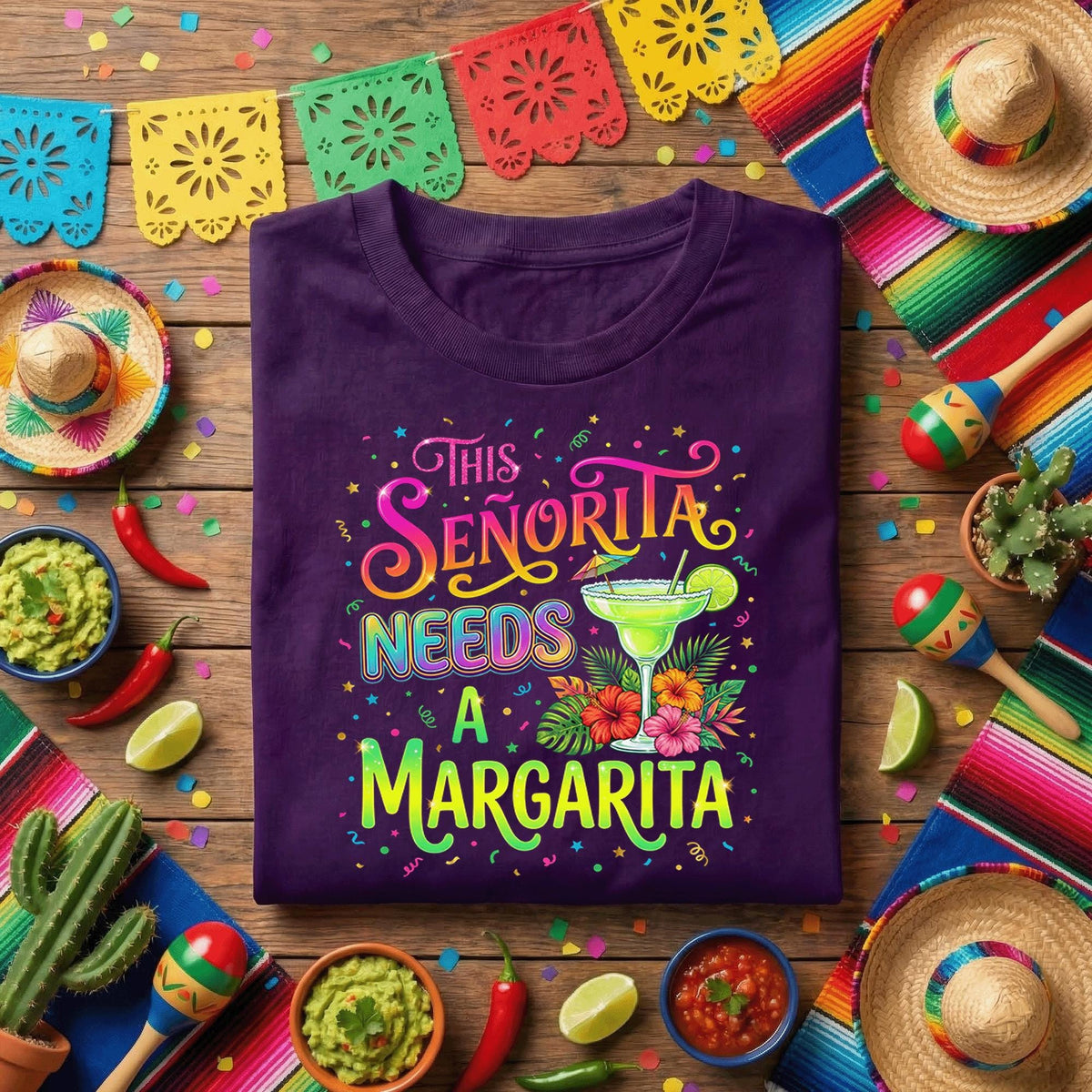 This Senorita Needs A Margarita Shirt, Funny Cinco de Mayo Margarita T Shirt, Mexican Fiesta Party Tee, Margarita Lover Celebration Gift