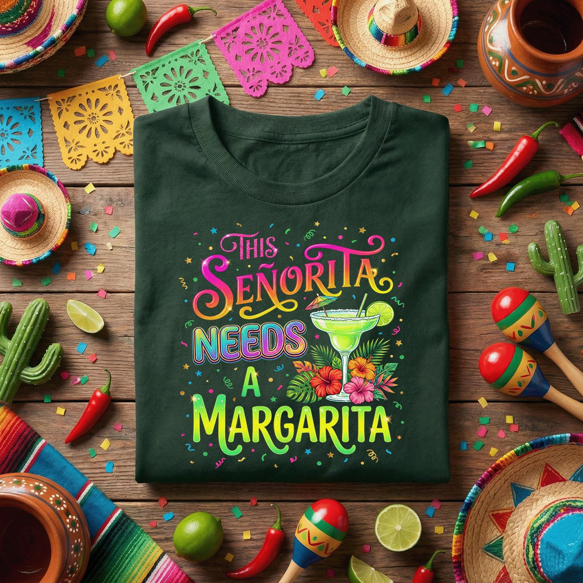 This Senorita Needs A Margarita Shirt, Funny Cinco de Mayo Margarita T Shirt, Mexican Fiesta Party Tee, Margarita Lover Celebration Gift