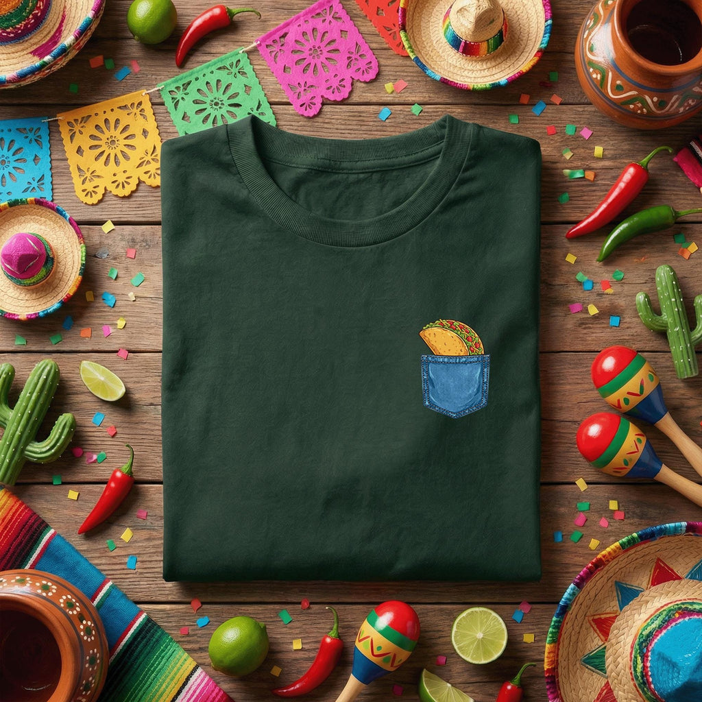 Taco Pocket Shirt Funny Taco Lover Tee, Minimal Taco In Pocket T Shirt, Cinco de Mayo Taco Shirt, Mexican Food Lover Gift Idea