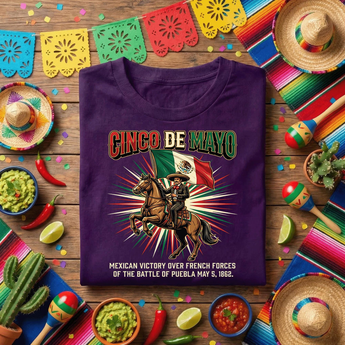 Cinco de Mayo Mexican Victory Shirt, Battle of Puebla 1862 T Shirt, Mexican Flag Horse Rider Tee, Mexican Heritage Fiesta Shirt